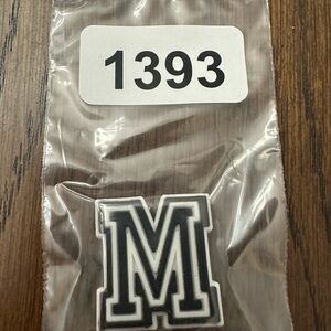 🌈10/$5 Black and White Letter M croc charm